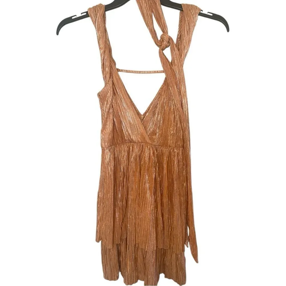 Sabina Musayev Bobo Metallic Mini Dress in Mandarin Size XS